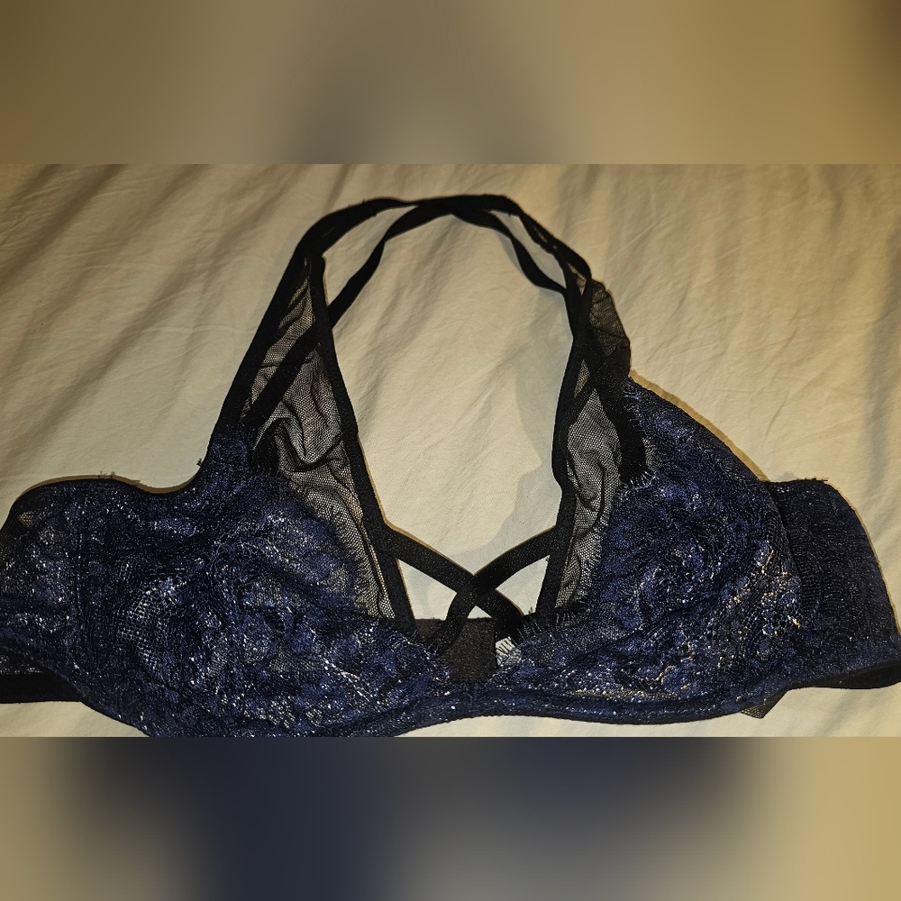 Victoria's secret bra 34C Very Sexy unlined plunge blue black